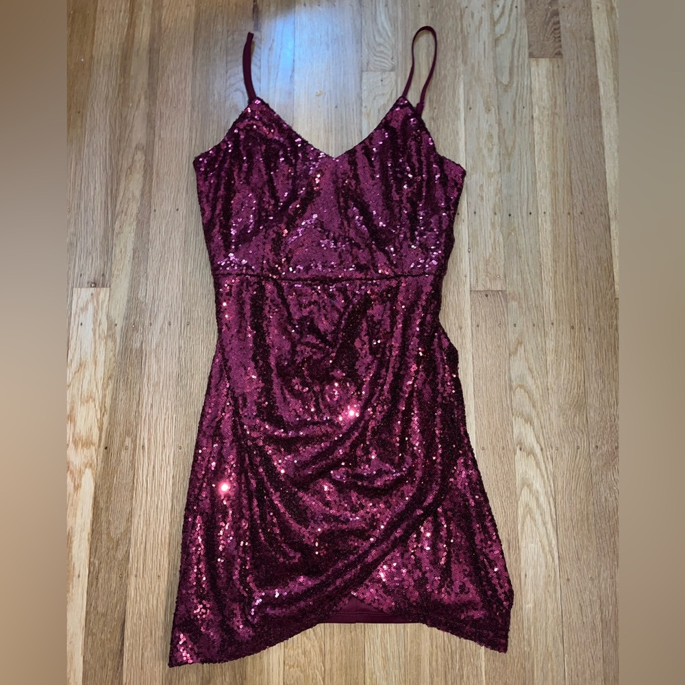 Lulus Maroon Sequined Dress - Picture 2 of 5